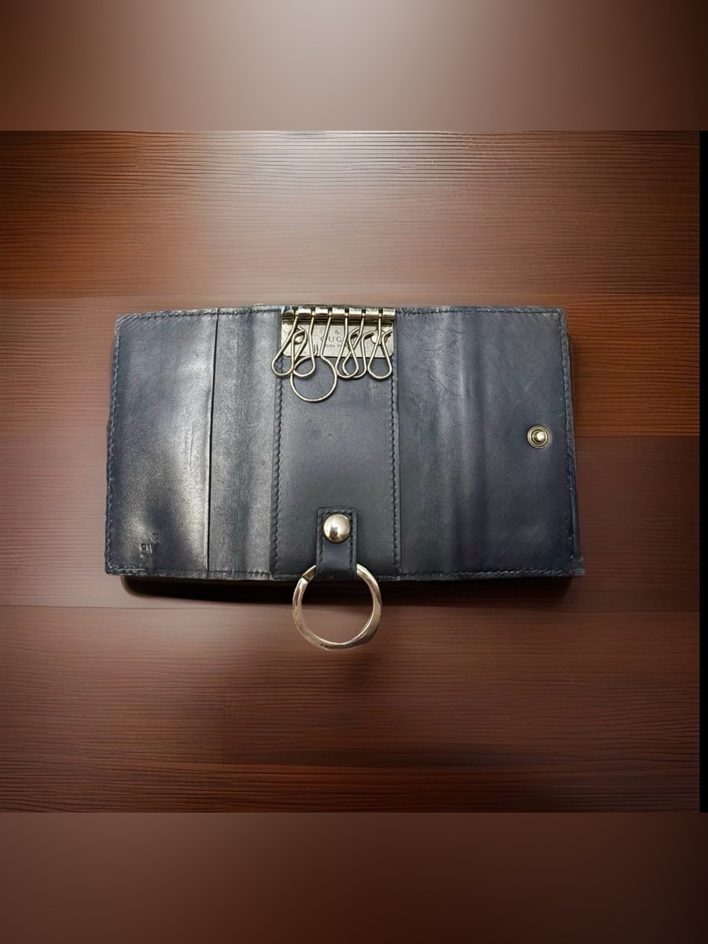 Authentic GUCCI Guccissima GG Logo 6 Ring Key Holder Case Black Leather EUC - Picture 4 of 9
